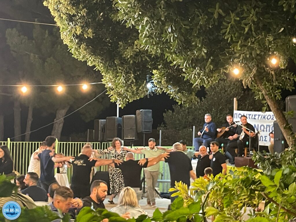 Village parties on Crete. Crete has many traditional village parties called panigyria (festivals) and glentia (feasts). They happen mostly in the summer from May to October, peaking in July and August. People gather in the village square to eat, drink local raki, and dance to live Cretan music until dawn.